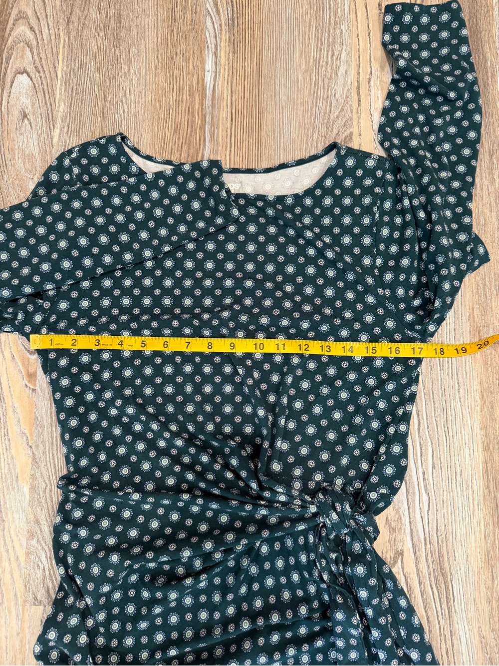 Lands' End Green Polka Dot Cotton Modal Boatneck Tie Waist Dress Size Medium - Picture 5 of 9